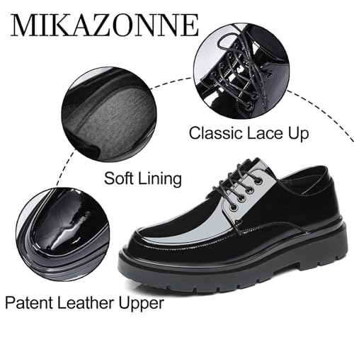 Men's Patent Leather Platform Dress Derby Shoes Round Toe Lace Up Non-Slip Cutout Oxford Shoes Casual Business Work Office Formal Shoes3