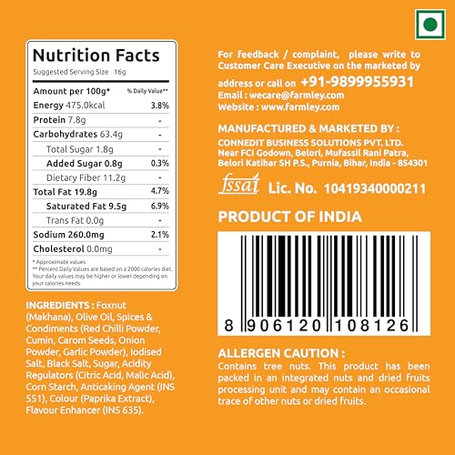 Image of Farmley Peri Peri Makhana | Roasted In Olive Oil | Healthy & Crunchy Snack | 20 g Pack (Pack of 1)