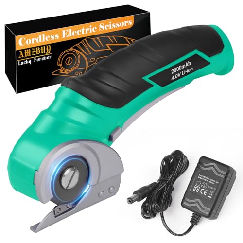 Cardboard Cutter Electric Box Cutter, Stocking Stuffers for Men for Cardboard Recycling, Rechargeable Carpet Cutter Tool with Self-Sharpen Blade Heavy Duty Rotary Cutter for Thin Box Plastic