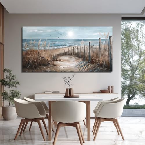 KELIYUAN Wall Art For Living Room Canvas Wall Decor For Bedroom Ocean Sand Dunes Grass Landscape Paintings Office Canvas Art Prints Pictures Artwork Ready To Hang Bathroom Home Decorations 20"x40"