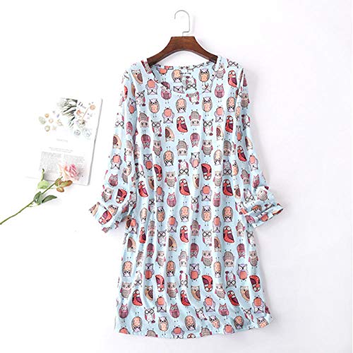 Preisvergleich Produktbild Kllomm Weihnachten Nachthemd Frauen Lange Ärmel Nachthemden Frauen Nachtwäsche niedlichen Cartoon Schlafkleid Pyjamas-L