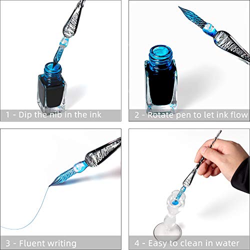 Molshine OP-P012-1 Handmade Glass Dip Pen Crystal Calligraphy Pen Signature Dipped Pen thumb #6