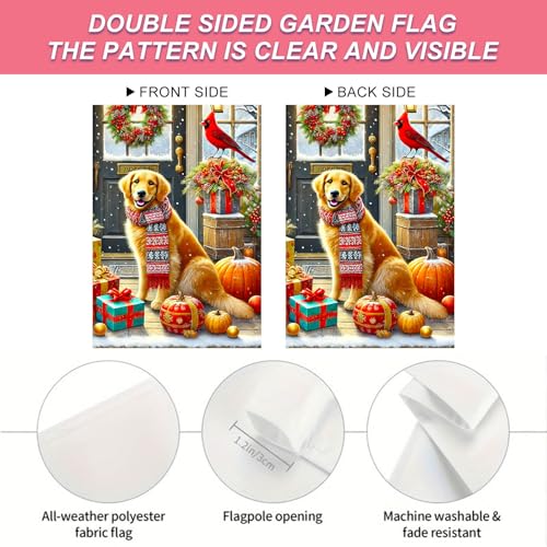 Image of BlissYard Christmas Garden Flag 12x18 Inch Golden Retriever Yard Decor