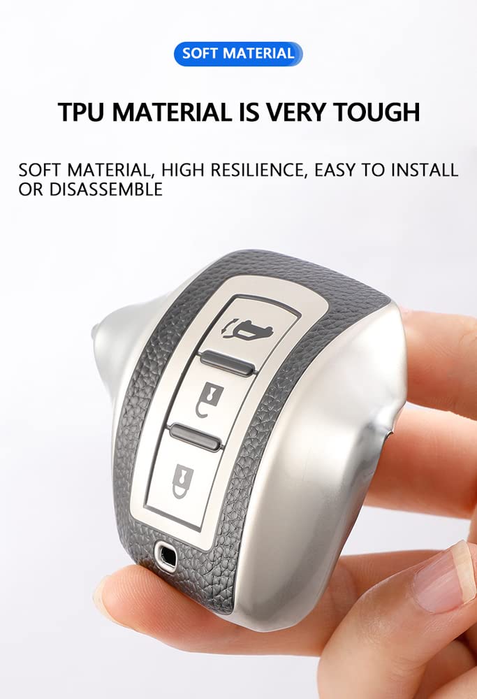 Ontto Custodia Portachiavi In TPU Morbido Per Mitsubishi Outlander, Eclipse Cross, ASX, Mirage, Lancer (3 Pulsanti), Con Portachiavi, Nero