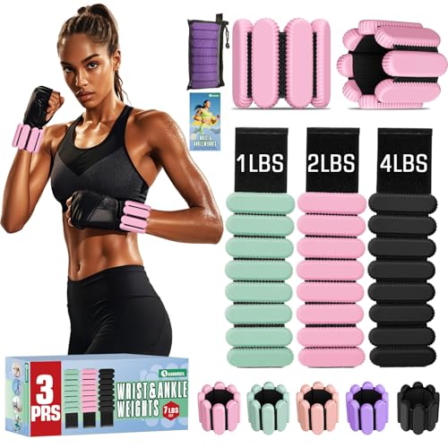 Ankle Weights 3 Pairs 7lbs Total