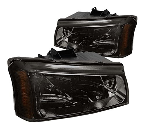 DNA Motoring HL-OH-CS03-2P-SM-AM Smoke Lens Amber Headlights Replacement For 03-06 Avalanche SIlverado