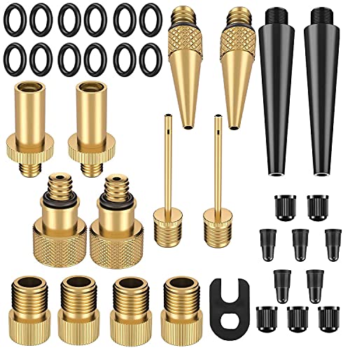 35pcs Valve pour Pompe à vélo Adaptateur de Pompe à vélo en pour Valve de vélo Convient aux Classes de Balle Cover