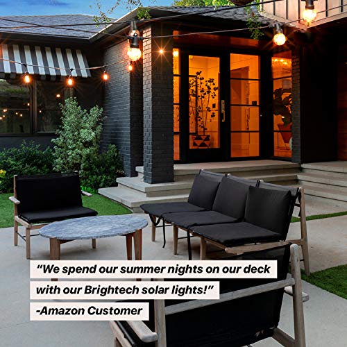 Brightech Ambience Pro - Waterproof Solar LED Outdoor String Lights – 1W Retro Edison Globe Bulbs - 27 Ft Bistro Lights Create Cafe Ambience in Your Yard, Pergola - Soft White