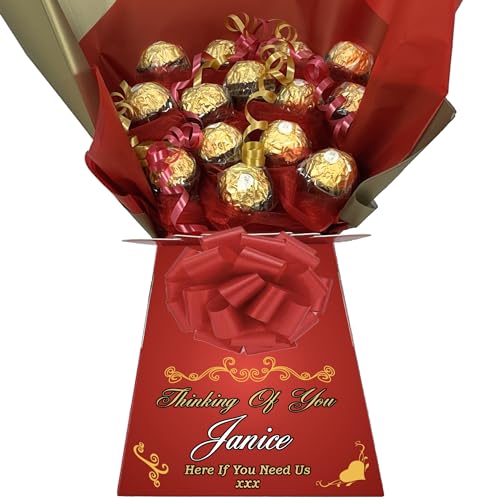 Personalised Chocolate Gift Hamper Bouquet Compatible With (FERRERO) RED