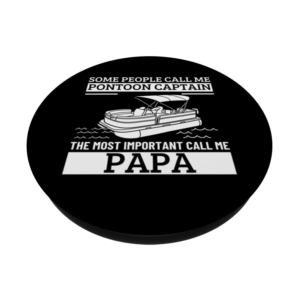 Pontoon Captain And Papa Proud Funny Pontoon PopSockets Swappable PopGrip, Black - Image 2