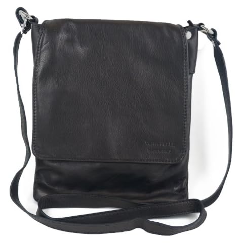 Italian Bag Company Womens Vera Pelle Medium Cross Body Bag Genuine Italian soft leather (Black) Cover