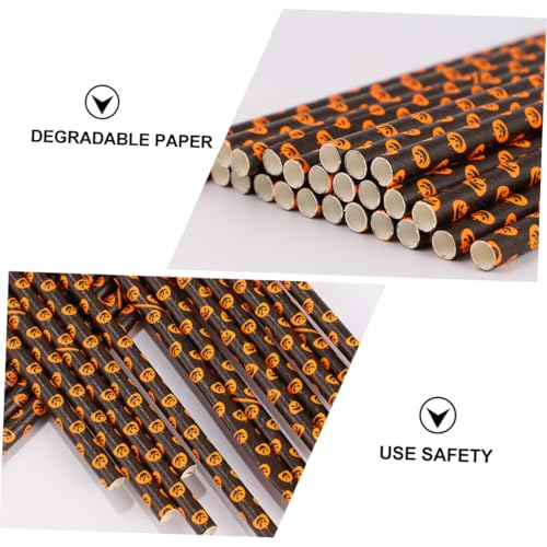 Abaodam 125 pitillos de papel negro con diseño de calabaza degradable miniatura 7