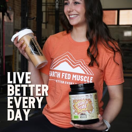 Image of Earth Fed Muscle Crunch Time Grass Fed Whey Protein Isolate - Peanut Butter Cookie, 24g Protein - Clean Ingredients, Easy Digestion, Stevia Sweetened - 2 LB, 28 Servings