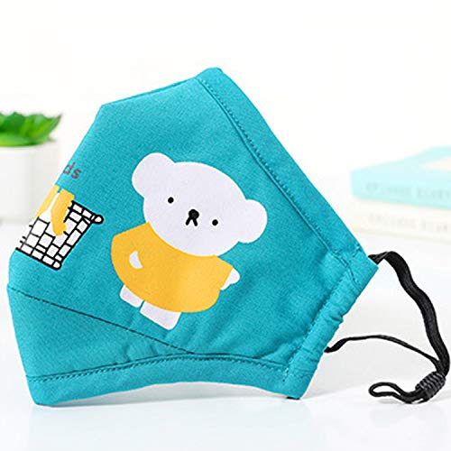 Fashion Protective Face Cover, Cartoon bears cotton dustproof for children Blue