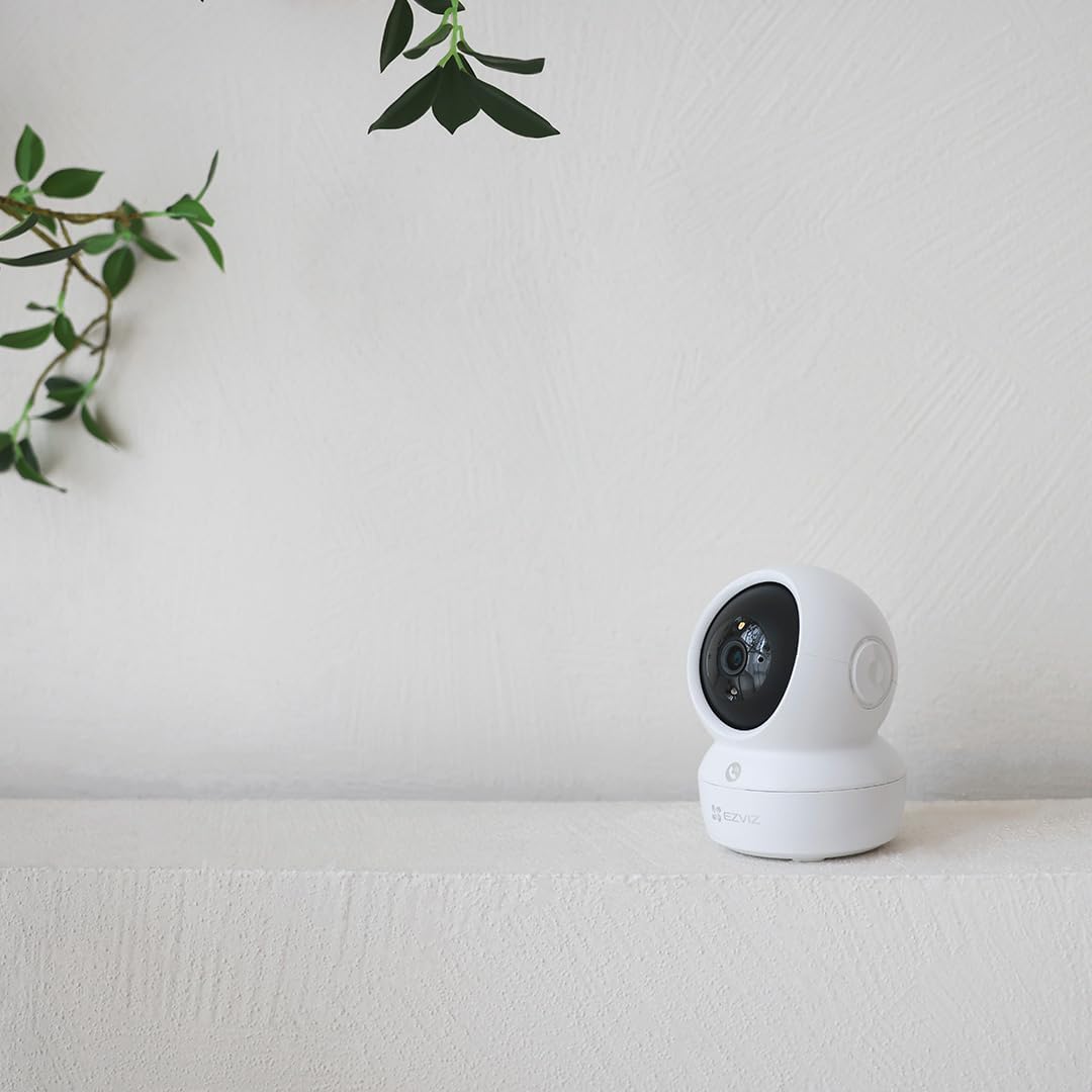 Lot de 2 caméras de sécurité Wi-Fi H6c Pro 3MP pour bébé avec détection de mouvement, suivi intelligent, vision nocturne bidirectionnelle, télécommande fonctionne avec Alexa, blanc