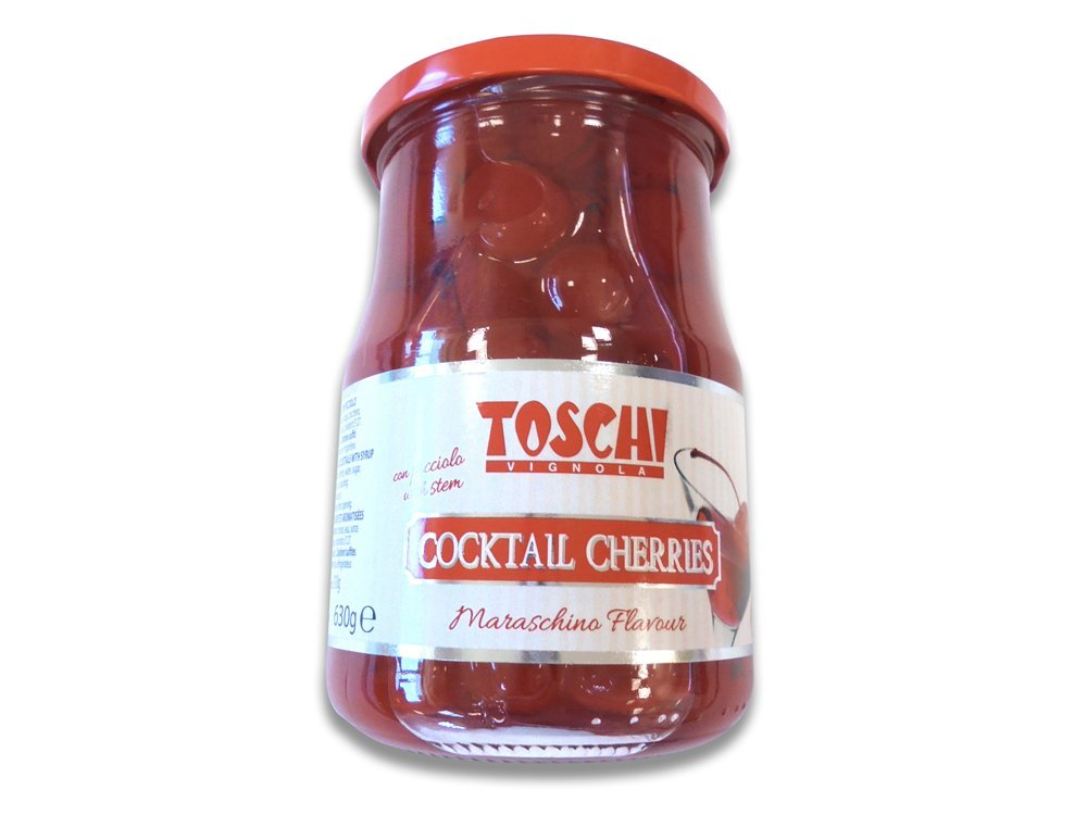 GR 630 Cocktail Cherries Cerises au sirop avec queue, cerises rouges pour boissons, pour coupes de glace et gâteaux