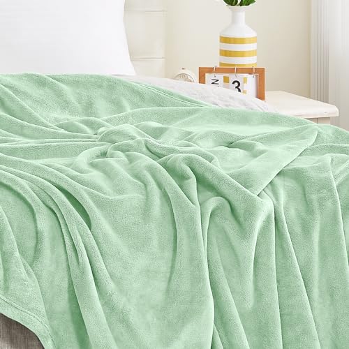 KMUSET Sage Green Fleece Blanket for Bed - Lightweight Super Soft Cozy Luxury Bed Blanket Microfiber 60 x 80 inches
