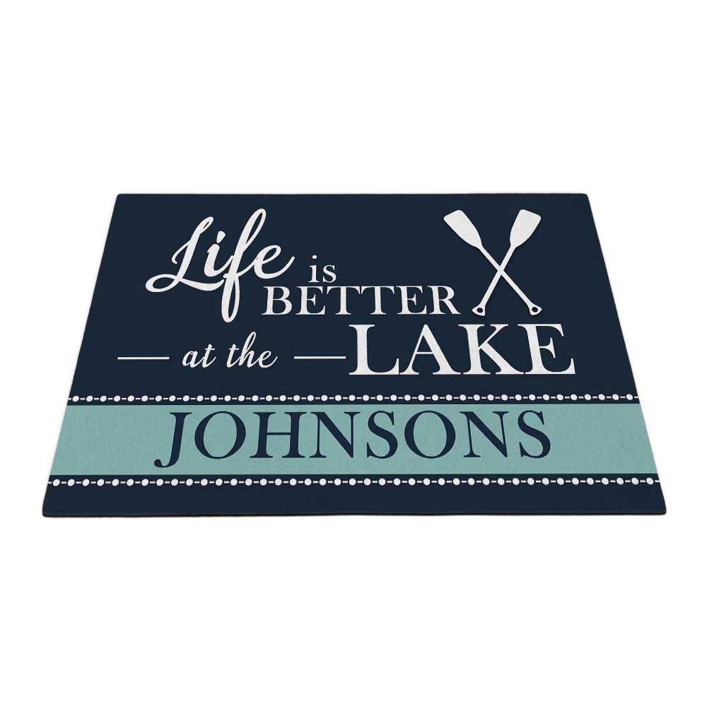 KafePross Personalized Your Family Name Doormat Life is Better at The Lake Home Spring Summer Decor Mat 35.4 x 23.6 Inch Non-Slip Indoor Rubber Door