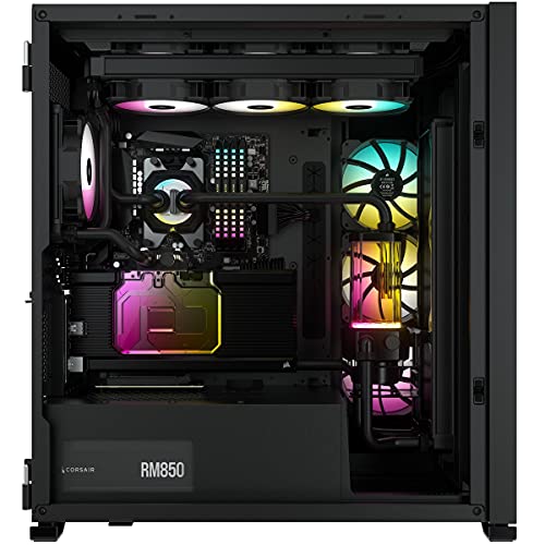 Corsair iCUE 7000X RGB Boîtier PC ATX Grande Tour (Trois Panneaux en Verre Trempé, Quatre Ventilateurs RGB de 140 mm Inclus, Gestion des Câbles Facilement, Vaste Espace Interne) Noir
