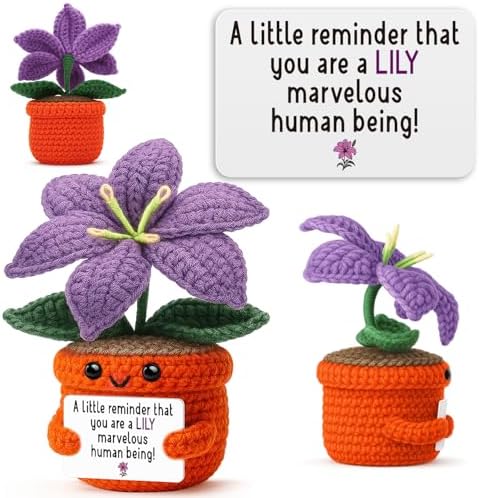Unique Handmade Crochet Lily Flower Gift,Cute Desk Decoration for Mom Grandma Sister Friend Coworker Teacher Nurse