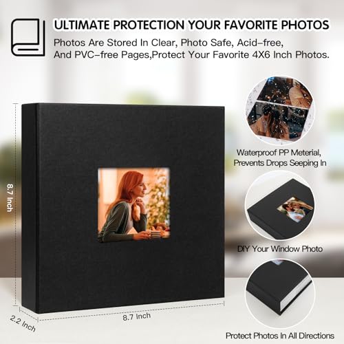 Xfveiwoo 4X6 PHOTO ALBUM Leather Cover With Front Window, 4X6 Picture Album, 240 Photos 4X6 Photo Album Book thumb #2