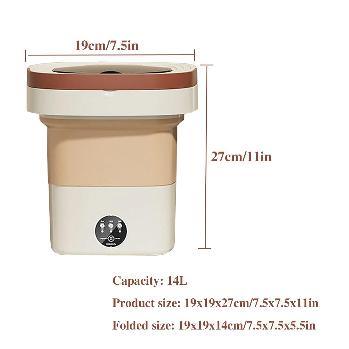 Portable Washing Machine 14L Upgraded Large Capacity Washer 2 In 1 Apartment Washers 7.5x7.5x11in Foldable Washers Space Saver For Cleaning Sock, Underwear(Pink)