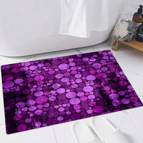 EMFSLA Tapis De Bain Antidérapant,Tapis Moelleux en Microfibre,Violet Aubergine et Lilas,Absorbant l'eau,Lavable en Machine,60x90 CM