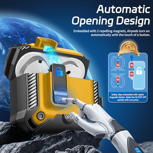 Image of Secure Lock Case for AirPods 4 with Phone Stand, Cleaning Kit & Keychain, Shockproof Protective Cover Compatible with Apple AirPods 4th Gen 2024 for Men Women, Anti-Scratch