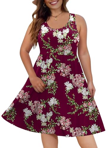 Image of DB MOON Womens 2026 Plus Size Tank Dresses Sleeveless Knee Length Sundress with Pockets