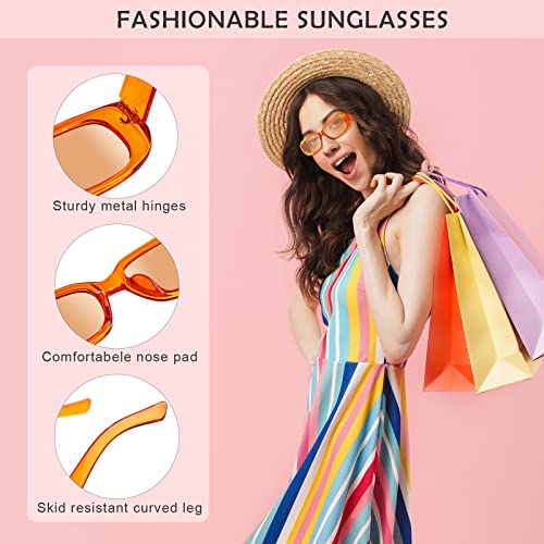 Aodaer 12 Pack Small Rectangle Sunglasses Women Square Sunglasses 90s Retro Fashion Eyewear Vintage Wide Frame Sunglasses3