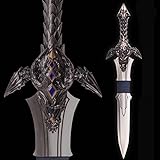 Sword fort 42.5 inch stainless steel Lothar sword Warcraft, large dragon claw sword, retro martial arts sword with hanging plate, dragon relief craft, for role playing, collection, decoration and gift