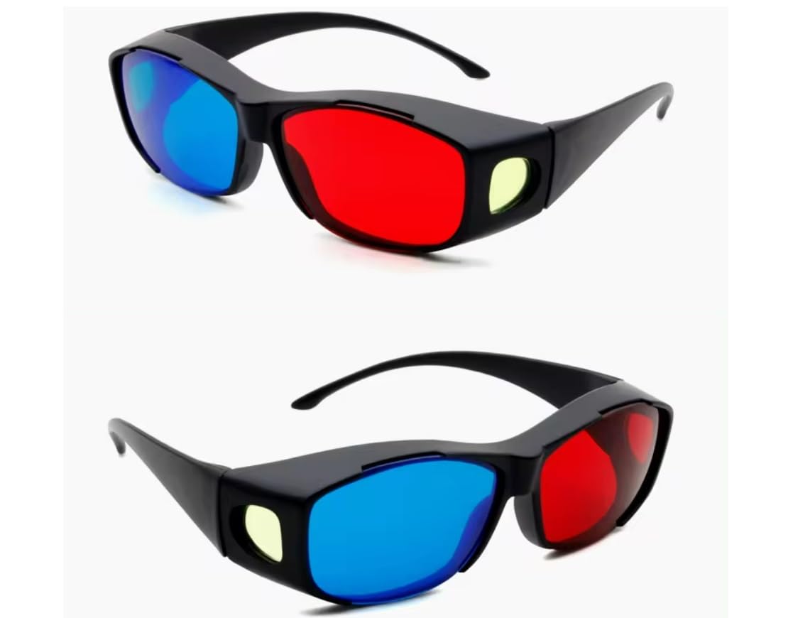 JD-06-02 Nvedia Red & Anaglyph/Cyan 3D Plastic Frame Glasses (2 Pcs.Pack) for 3D Movie/Books/Magazine