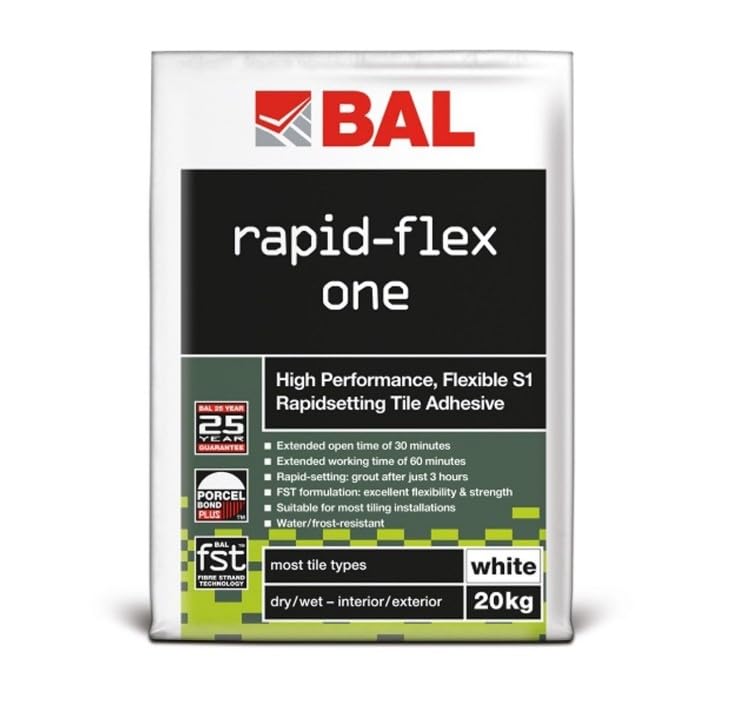 BAL Cement Based Floor & Wall Tile Adhesive | High Performance Rapid Setting Tile Adhesive | Rapid Flex One