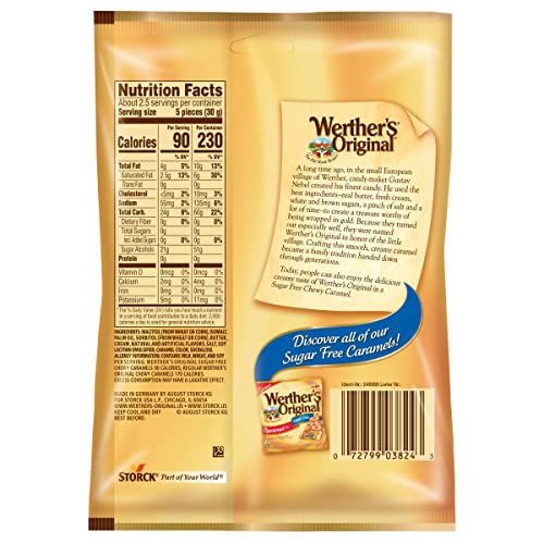 Miniatura 2 de Werther's Original Caramelo masticable sin azúcar, bolsas de 2.75 onzas (paquete de 12)