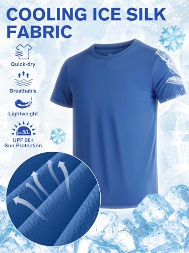 Poroka 5 Pack UPF 50+ Youth Boy Lightweight Mesh Quick Dry Athletic Performance T-Shirt Moisture Wicking Active Workout Shirt2