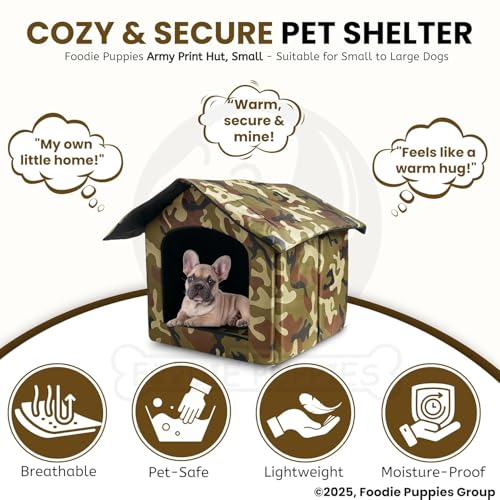 Image of Foodie Puppies Soft & Light Weight Designer Luxurious Foldable Pet Tent /Kennel /House /Hut for Cats /Kitten /Puppies & Dogs (Hut, 44 x 43 x 45 cm) (Small)