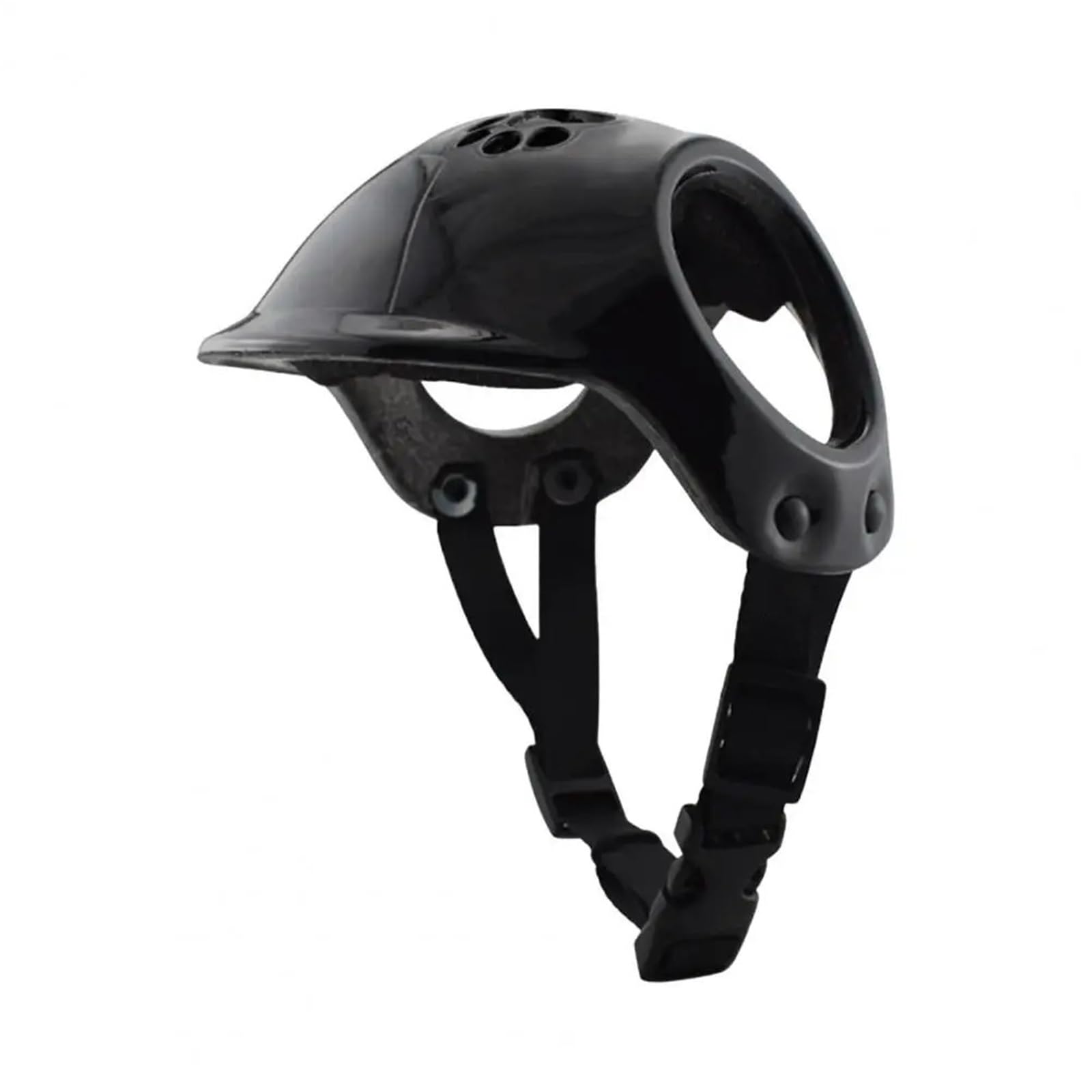 IZHAOGJING Dog Helmet, Dog Crash Helmet Pet Helmet with Ear Holes Dog Safety Hat Windproof Adjustable Puppy Motorcycle Helmet for Outdoor Riding Hiking Cycling(Black)