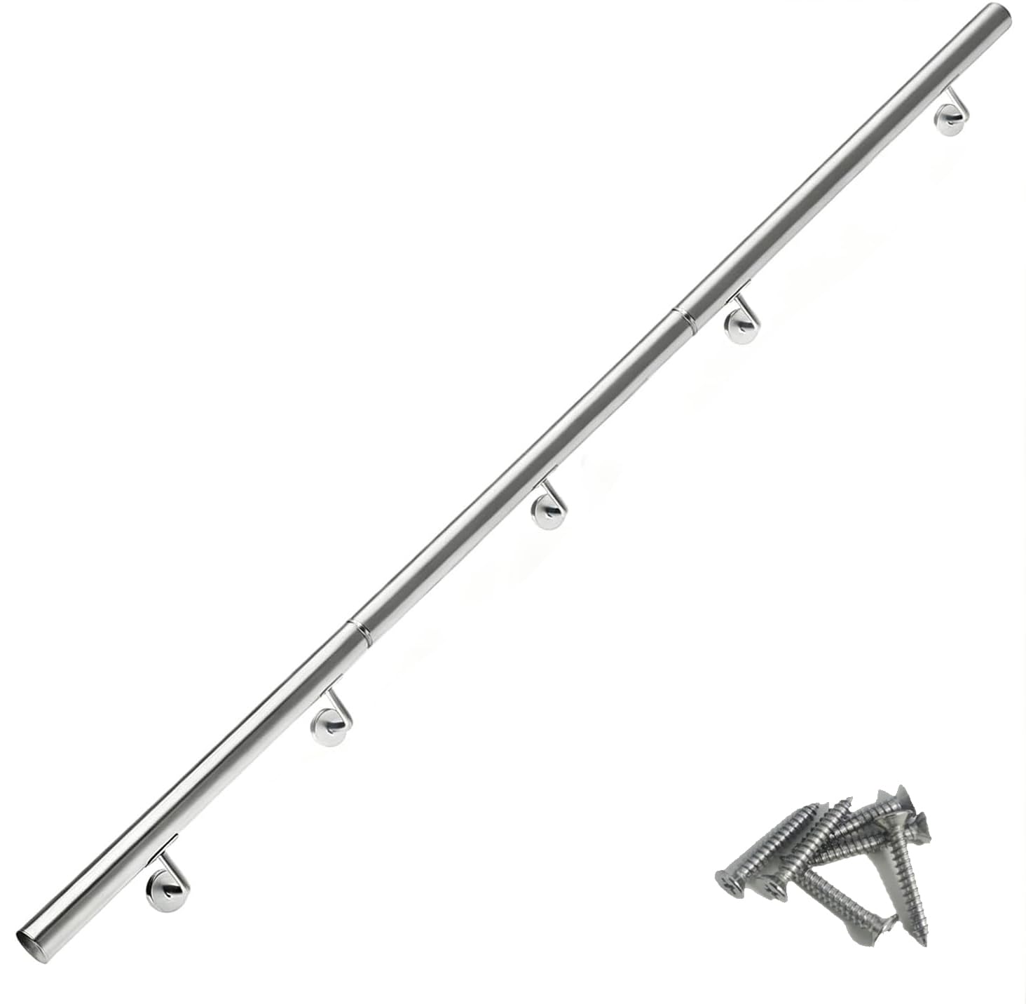Barandilla Escalera en Acero Inoxidable Magtctyae 300cm Pasamanos Escalera Acero Inoxidable Baranda Montaje Soporte en Pared Barandilla para Escaleras Exterior, Plata