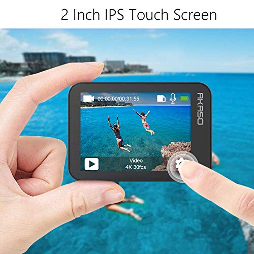 Image of AKASO V50X - Action Camera for Bike with 4k30FPS Touch Screen, Waterpoof Mini Vlogging Camera for Photo and Video, Remote Control 5X Zoom with Helmet Camera Accessories Kit | 4K30fps Recording, 20MP Photo, Electronic Image Stabilization, Lightweight