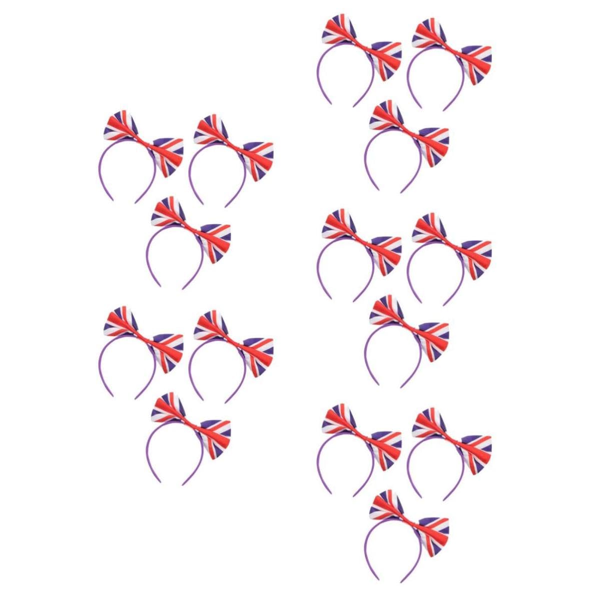 SEWACC 15 Piezas Diademas Lazo Grande y Bandera Británica para Fiesta Temática, Accesorio de Satén Cómodo y Resistente Pelo