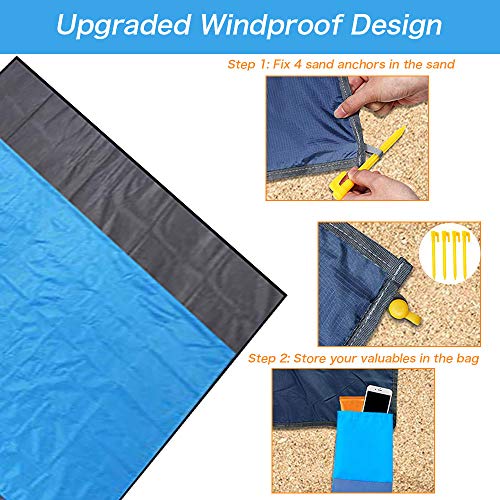 Mumu Sugar Sand Free Beach Blanket, Extra Large Waterproof Beach Mat-Lightweight Quick Drying Heat Resistant Outdoor Picnic mat for Travel, Camping, Hiking and Music Festivals(82” X79”) - Thumbnail 5