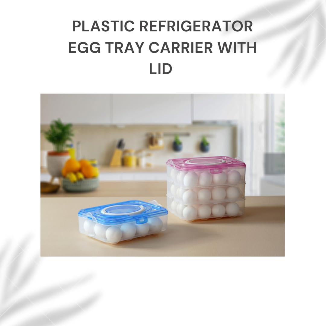 MOOZICO 36 Egg Tray for Fridge|ABS Plastic Durable; Stackable; Stylish Container Box With Holder for Kitchen Fridge Egg Refrigerator Storage Tray (Pink, Rectangular) 1