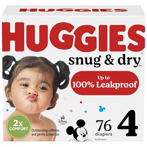 Image of Huggies Size 4 Diapers, Snug & Dry Baby Diapers, Size 4 (22-37 lbs), 76 Count