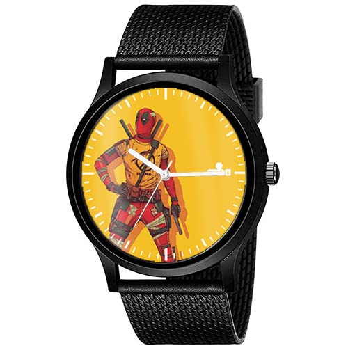 AROA Watch New Watch for Deadpool | Marvel Comics | Anti Hero Model : 420 Men Black Metal Type Rubber Analog Watch Yellow Dial for Men Stylish Watch for Boys (B0C3DKTRMX) Amazon Price History, Amazon Price Tracker