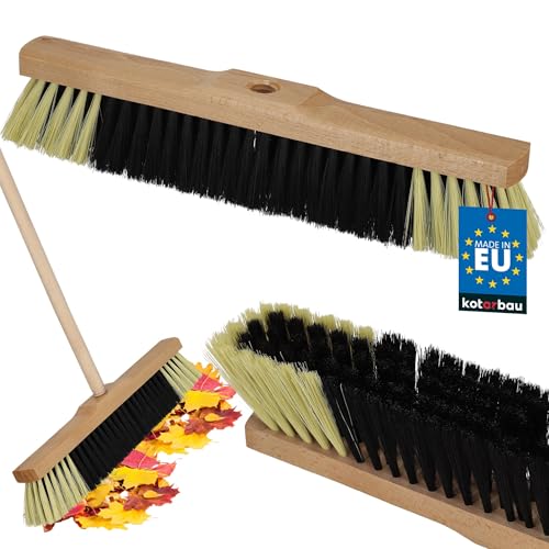 KOTARBAU® Balai Brosse - sans Manche - 40 cm - Marron - Balai Cantonnier - Brosse pour Terrasse Poils Durs - Bois de Hêtre & Nylon - Brun Noir Naturel