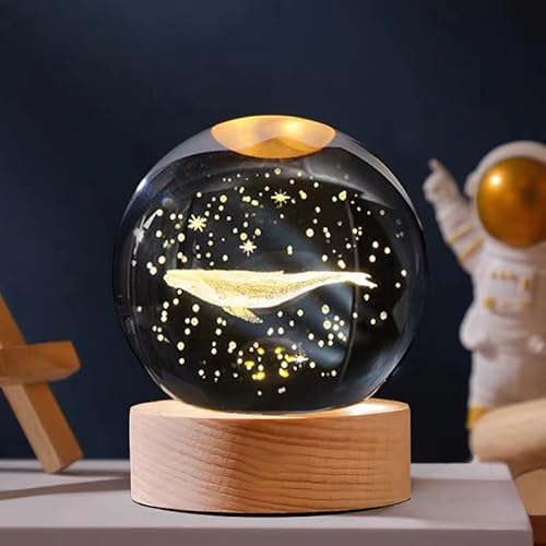 3D Galaxy Crystal Ball, LED Saturn Crystal Ball Night Light with Wooden Base, Moon Planets Ball Lamps for Birthday Christmas, Astronomy Space Presents for Boys Kids (Fish) 3D Galaxy Crystal Ball, LED Saturn Crystal Ball Night Light with Wooden Base, Moon Planets Ball Lamps for Birthday Christmas, Astronomy Space Presents for Boys Kids (Fish)