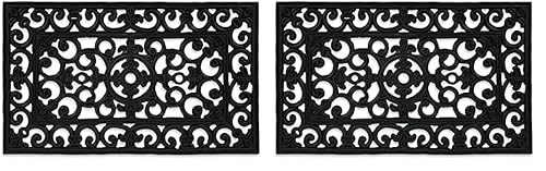 Tappeto in Gomma da Esterno Zerbino Ingresso Tappetino Antiscivolo Resistente Intemperie 45 x 75 cm Nero 1 pz Confezione da 2
