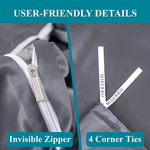 Miserro Gray Duvet Cover Queen Size - Silky Soft For Hair And Skin Duvet Cover Set 3 Pieces With Zipper Closure, 1 Duvet Cover And 2 Pillow Shams #TOP3