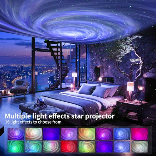 ENOKIK Galaxy Projector, Star Aurora Projector Built-in Bluetooth Speaker, Night Light for Kids Adults, White Noise Light for Home Decor/Relaxation/Party/Music/Gift (Black)