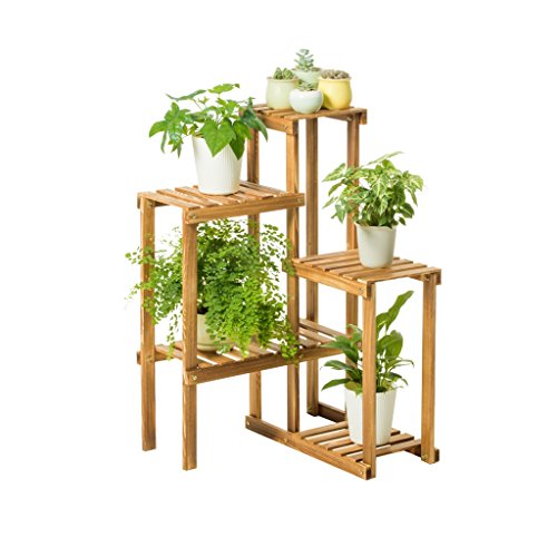 JUN-Estantería de flores Estantes de Flor de 5 Niveles Estante de Madera Estante de la Planta para 5 macetas Estante de jardín Estante de Esquina para Sala de Estar Interior o al Aire Libre, balcón,